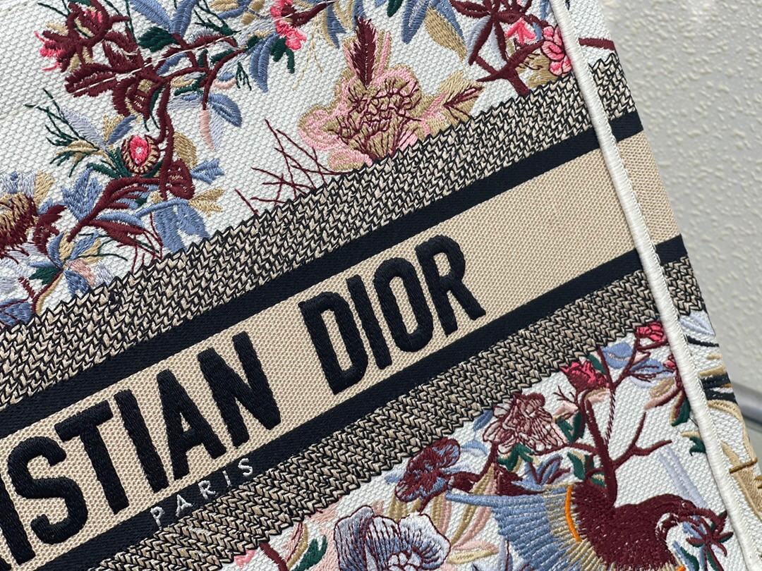 medium D*or book tote white multicolor dragon zodiac embroidery 36 x 27.5 x 16.5 cm