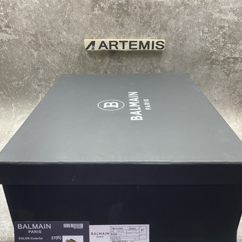 Balmain Multicolor neoprene and calfskin Unicorn low-top sneakers