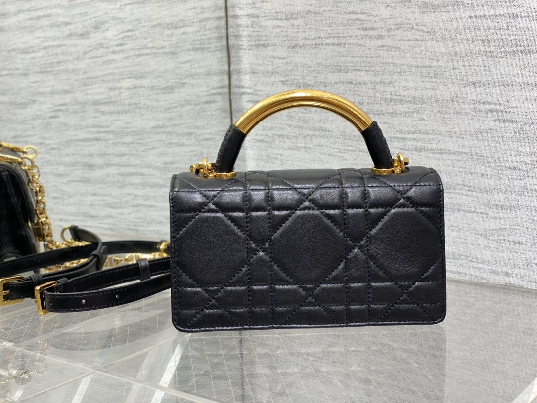D*or small D*or ange bag black macrocannage calfskin 20 x 12 x 5 cm