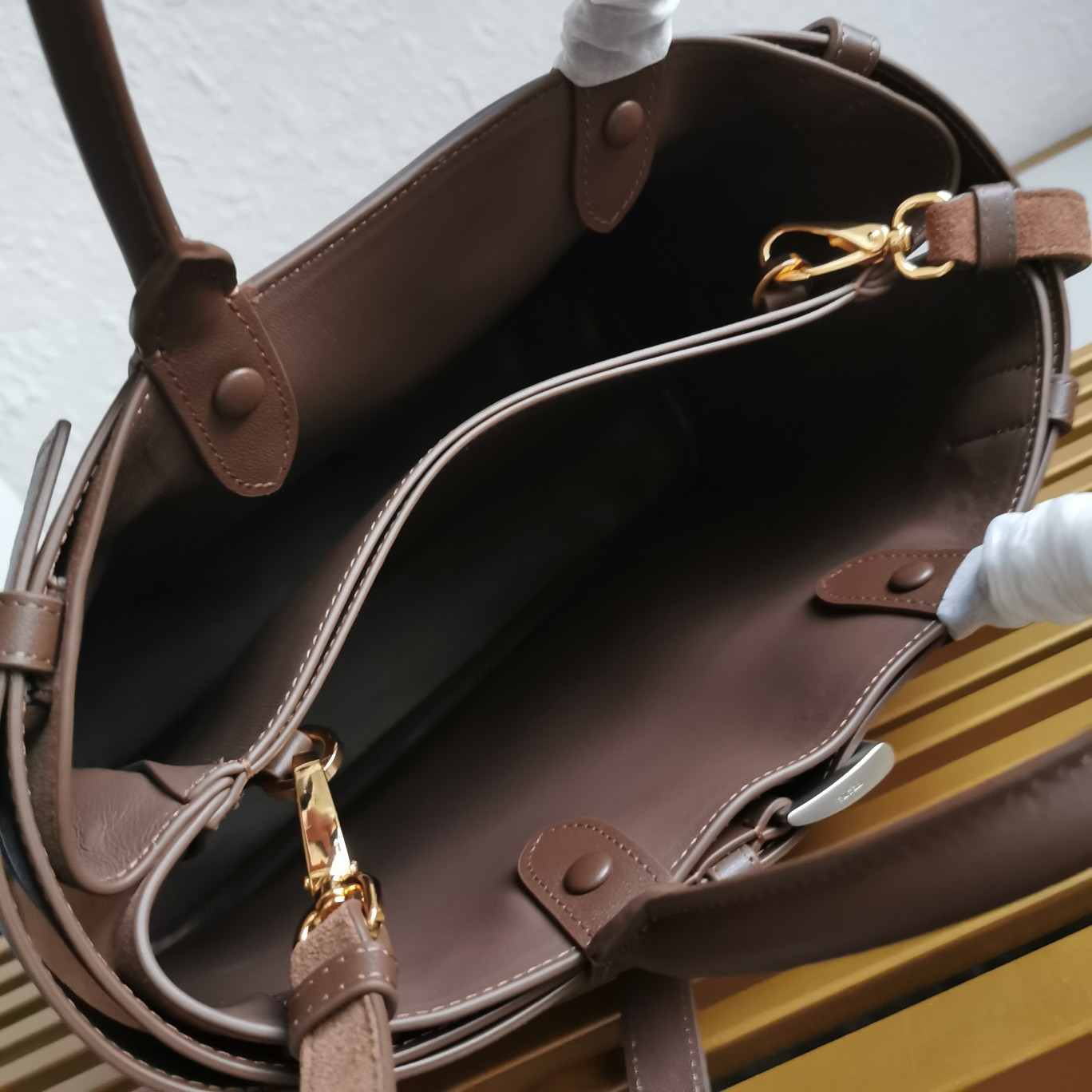 Pra*a large Pra*a buckle suede bag with belt 27.5x37.5x14cm