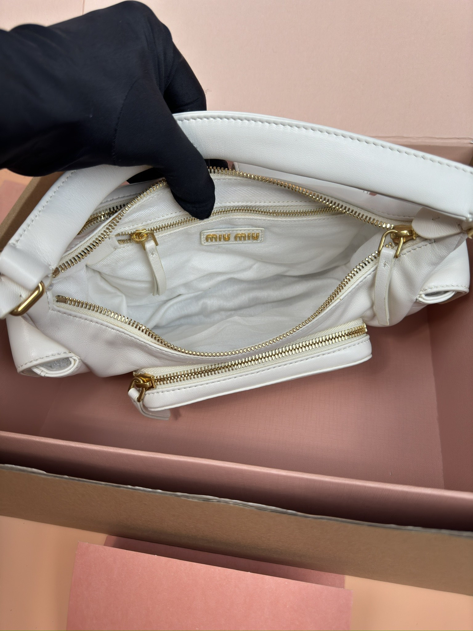 Miu Miu Hobo Nappa leather pocket bag 12x21x6cm